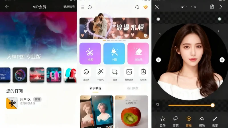 Android 大神P图 v6.6.3.9/v4.7.3.2 强大的手机图片制作工具,解锁会员版-阿拉丁下载